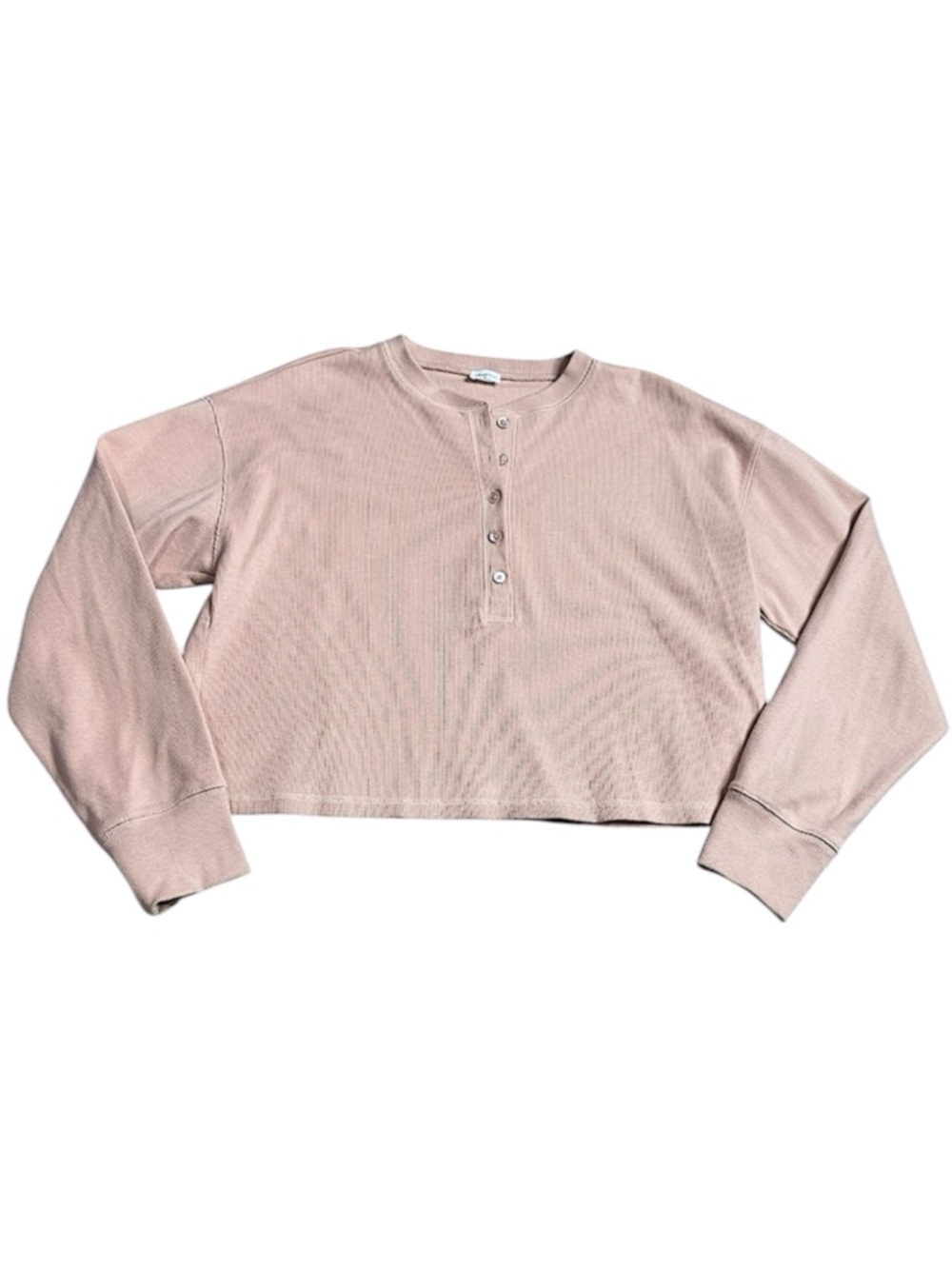 Wilfred Free Aritzia Mavis Ribbed Cropped Henley size M